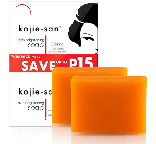 Kojie San Skin Brightening Soap - Original Kojic Acid Soap for Face & Body - Cosmetic Soap for Beautifully Fresh Skin (2 X 65g Bars)